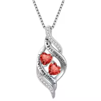 TOUPOP Sterling Silver Birthstone Infinity Necklace Always My Sister Forever My Friend-color_name:07-July-Ruby