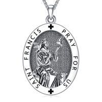 wholesale Saint Patron Necklace For Men Women 925 Sterling Silver Saint Pendant With Stainless Steel Chain St Medal Protection Necklace Catholic Religious Amulet Gifts For Him -style_name:R-Saint Francis Necklace A