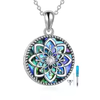 TOUPOP Sterling Silver Abalone Shell Urn Necklace For Ashes Memorial Jewelry-style_name:23-Lotus