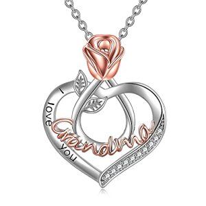 I Love You Grandma Necklace-Rose flower