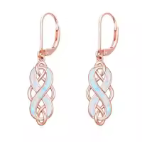 TOUPOP Sterling Silver Opal Celtic Knot Dangle Earrings Irish Jewelry Christmas Gifts-color_name:1-Rose Gold Celtic Kont