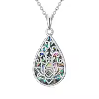 TOUPOP Sterling Silver Abalone Lotus Flower Necklace Yoga Pendant-style_name:8-NA