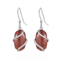 TOUPOP 925 Sterling Silver Gemstone Dainty Drop Earrings-color_name:Dangle-Golden Sand Stone