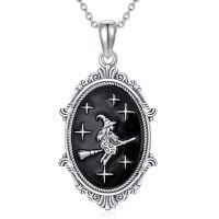 wholesale Bat/witch Necklace Valentines Day Gifts For Her S925 Sterling Silver Witch/bat Pendant Jewelry Celtic Knot Gothic Necklace, Gifts For Women Girlfriend Mom Anniversary Birthday, 18+2 Inch -style_name:Witch Necklace