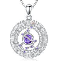 wholesale TOUPOP Zodiac Constellation Necklace For Women 925 Sterling Silver Birthstone Pendant Necklaces Zodiac Sign Jewelry Birthday Christmas Gifts For Women Her -style_name:2-Aquarius(1.20-2.18)-Amethyst