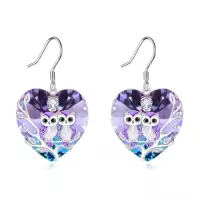 TOUPOP Sterling Silver Crystal Owl Earrings Birthday Christmas Jewelry For Women-style_name:2 Owls