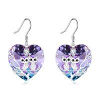 wholesale Owl Earrings 925 Sterling Silver Crystal Family Earrings Birthday Christmas Jewelry For Women -style_name:2 Owls