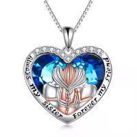 TOUPOP 925 Sterling Silver Crystal Sister Necklace Gift For 2/3/4/5 Sisters-color_name:3 Sisters Crystal necklace