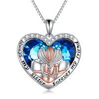 wholesale TOUPOP 925 Sterling Silver Sister Necklace - Birthday Gift For Sisters, Mom, Daughter - Always My Sister Forever My Friend Crystal Necklace For 2/3/4/5 Sisters -color_name:3 Sisters Crystal necklace