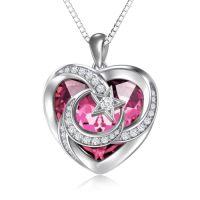 wholesale TOUPOP Birthstone Necklace For Women 925 Sterling Silver Moon And Star Necklaces Heart Crystal Jewelry Birthday Christmas Gifts Women Wife Girlfriend -color_name:10-October