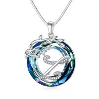 TOUPOP Sterling Silver Blue Crystal Tree Of Life Initial Letter Pendant Necklace-style_name:Alphabet Z