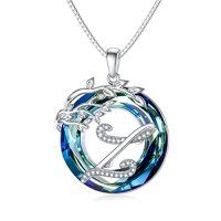wholesale TOUPOP Valentines Day Gifts For Women S925 Sterling Silver Tree Of Life Initial A To Z Letter Pendant Necklace With Blue Circle Crystal Jewelry For Women Her Mom Birthday Christmas Gifts -style_name:Alphabet Z