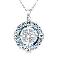 wholesale TOUPOP Compass Necklace For Women 925 Sterling Silver Celtic Knot Compass Pendant Crystal Graduation Jewelry Inspirational Travel Christmas Gifts For Women -style_name:Compass D