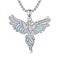 wholesale Opal Turquoise Animal Necklace 925 Sterling Silver Hummingbird Horse Bird Phoenix Wolf Butterfly Dragonfly Opal Jewelry Christmas Gifts For Women Men -style_name:Phoenix-opal