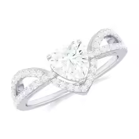TOUPOP 10k/14k/18k Gold Moissanite Heart Twist Engagement Ring-style_name:D Moissanite Heart Ring