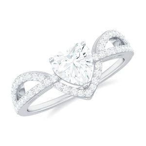 D Moissanite Heart Ring