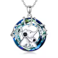TOUPOP Sterling Silver Elephant/Cat/Sister Pendant Good Luck Gift-style_name:Elephant Necklace