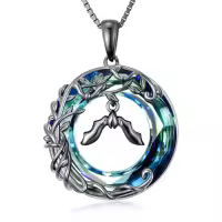 TOUPOP Sterling Silver Crystal Animal Necklace Pendant Jewelry Gifts For Her-style_name:3-Bat