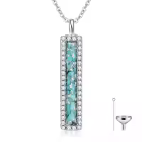 TOUPOP 925 Sterling Silver Abalone Shell Cremation Jewelry Locket Pendant-style_name:turquoise