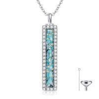 wholesale Urn Necklaces For Ashes 925 Sterling Silver Abalone Shell Cremation Jewelry For Ashes Keepsake Locket Pendant For Women Human For Ash For Loved Ones -style_name:turquoise