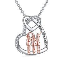 wholesale TOUPOP Sister Gifts From Sisters 2/3 Sisters Necklace Always My Sister Forever My Friend Necklace 925 Sterling Silver Heart Pendant Jewelry Gifts For Women Birthday Graduation Gift From Brother -style_name:3 Sisters Necklace