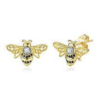 wholesale TOUPOP Opal Sterling Silver Cute Animal Stud Earrings Wolf/narwhal/frog/bee/butterfly/sea Turtle Earrings For Women Birthday Jewelry Gifts -color_name:Bee