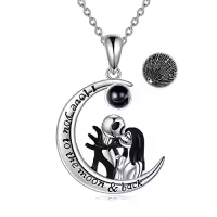 TOUPOP Sterling Silver Abalone Crystal Jack Skellington Necklace-color_name:Moon-I Love You in 100 Languages