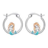 wholesale TOUPOP Duck Earrings For Women Sterling Silver Duck Huggies Hoop Earrings Duck Jewelry Cute Duck Gifts For Girlfriend Women Birthday -style_name:Sea Mermaid