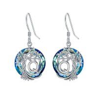 wholesale TOUPOP Tree Of Life Initial Earrings 925 Sterling Silver A-z Letter Drop Dangle Earrings Blue Circle Crystal Jewelry Birthday Christmas Gifts For Women Her Girlfriend Mom -style_name:Q Initial
