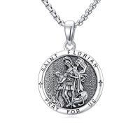 wholesale Saint Necklace For Men 925 Sterling Silver St Michael/st Christopher/st Benedict Necklace Medals Amulet Protection Pendant Religious Christian Catholic Jewelry Christmas Gifts For Men -style_name:10-Saint Florian Necklace