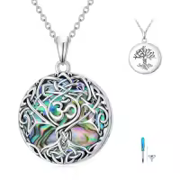 TOUPOP Sterling Silver Tree Of Life Urn Necklace For Ashes Memorial Jewelry-style_name:02-Urn