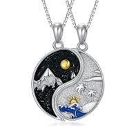 wholesale Matching Yin And Yang Necklace, S925 Sterling Silver Sun And Moon Mountains Jewelry Christmas Gifts For Her Him -style_name:yin and yang necklace set