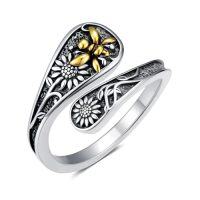 wholesale TOUPOP Spoon Rings For Women 925 Sterling Silver Adjustable Thumb Spoon Rings Promise Engagement Statement Boho Vintage Finger Open Antique Rings Jewelry -style_name:14-Bee