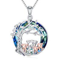 wholesale TOUPOP Gifts For Mom Elephant Necklace 925 Sterling Silver Tree Of Life Pendant Elephants Family For Mother Daughter Jewelry For Women -style_name:4 Elephants