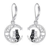 wholesale TOUPOP Earrings For Women Sterling Silver Evil Eye/tree Of Life/owl/black Cat/penguin/paw Print Good Luck Earrings Animal Jewelry Mother's Day Birthday Gifts For Her Mom Sisters -style_name:Black Cat