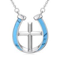 wholesale Horseshoe Necklace 925 Sterling Silver Turquoise Necklaces Western Pendant Cowgirl Jewelry Gifts For Women Girlfriend Cowboy Cowgirl -style_name:Cross