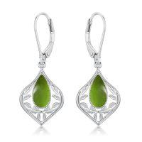 wholesale Filigree Teardrop Earrings 925 Sterling Silver Gemstone Leverback Earrings Jewelry Birthday Christmas Gifts For Women -color_name:C-Peridot