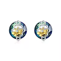 TOUPOP Sterling Silver Crystal Dangle Stud Earrings Women Girls Gift-color_name:Bee