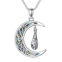 wholesale Bat/witch Necklace Valentines Day Gifts For Her S925 Sterling Silver Witch/bat Pendant Jewelry Celtic Knot Gothic Necklace, Gifts For Women Girlfriend Mom Anniversary Birthday, 18+2 Inch -style_name:Bat Necklace