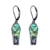 wholesale Coffin/bat/cat/spider/irish Claddagh/music Note Earrings For Women 925 Sterling Silver Dangle Earring Gothic Jewelry Halloween Patricks Day Gifts For Friends Daughter Her -style_name:2-cat-coffin