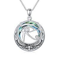 wholesale TOUPOP Egyptian Necklace Sterling Silver Egypt God Pendant With Blue Circle Crystal Jewelry Gifts For Women Men -style_name:Eyes of Horus
