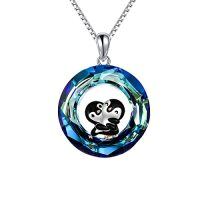wholesale TOUPOP Christmas Gift Penguin Necklace Sterling Silver Crystal Penguin Jewelry Penguin Gifts For Penguin Lover Women -color_name:Penguin Necklace with Blue Circle Crystal