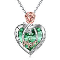 wholesale TOUPOP Christmas Gifts For Mom Grandma Nana 925 Sterling Silver I Love You Necklace Rose Flower Love Heart With Crystal Jewelry For Women -color_name:08 Aug-Mom Necklace with Heart Crystal