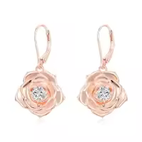 TOUPOP 925 Sterling Silver Lotus Cherry Blossoms Sunflower Snowflake Daisy Rose Earrings Floral Jewelry-style_name:2-Pink Rose