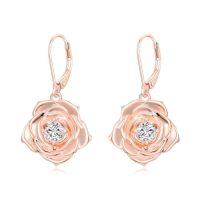 wholesale Flower Earrings For Women 925 Sterling Silver Lotus/cherry Blossoms/sunflower/snowflake/daisy/rose Earrings Floral Jewelry Christmas Gifts For Women -style_name:2-Pink Rose