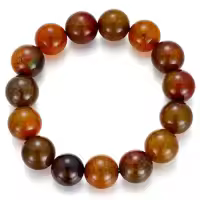 TOUPOP Stainless Steel Tiger Eye Obsidian Agate Tibetan Beads Stretch Bracelet-style_name:D-Natural Agate(Brown), Bead Size:14.4mm Wrist:7-9inch