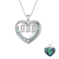 TOUPOP Sterling Silver Abalone Angel Number Necklace 000-999-style_name:000