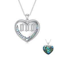 wholesale TOUPOP Christmas Gifts Number Necklace For Women 925 Sterling Silver Abalone Heart Angel Number Necklace Pendant 000 111 222 333 444 555 666 777 888 999 Numerology Jewelry Gifts For Women -style_name:000
