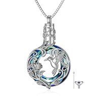 wholesale TOUPOP Hummingbird Urn Necklace For Ashes 925 Sterling Silver Heart Cremation Jewelry Keepsake Pendant With Funnel Filler Memorial Christmas Gifts For Women Mom Wife -style_name:E-Hummingbird-Circle Crystal