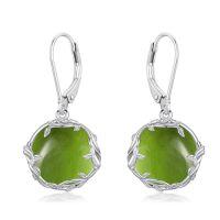 wholesale Round Gemstone Earrings 925 Sterling Silver Filigree Bohemian Dangle Drop Earrings Fine Jewelry Birthday Christmas Gifts For Women -color_name:Peridot
